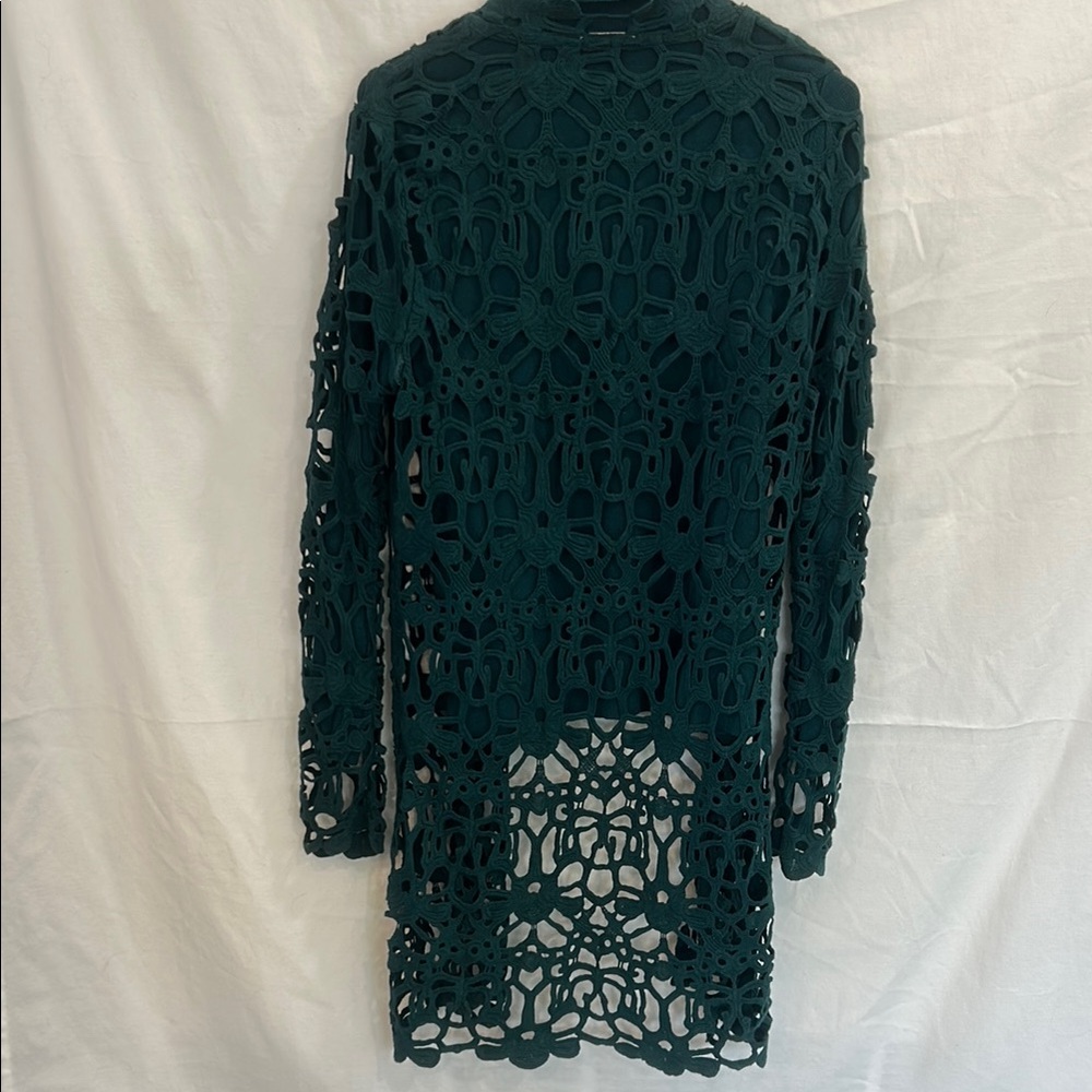 Chico's Teal Green Crochet Cardigan and Turtleneck - Picture 5 of 5